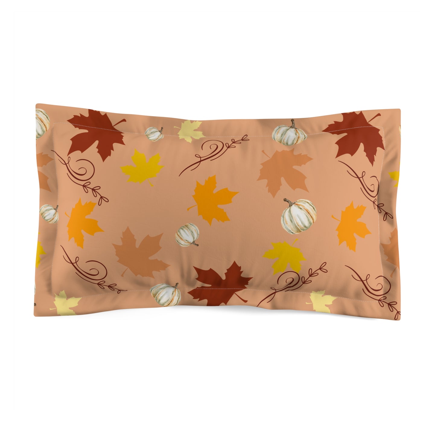 Autumn Leaves & Pumpkins Pillow Sham — Fall Decorative Microfiber Pillowcase