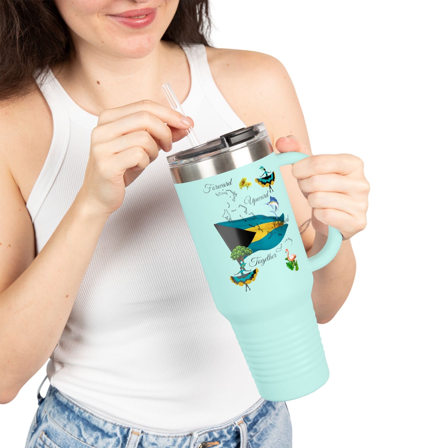 Bahamas Flag & Coat of Arms 40oz Insulated Travel Mug