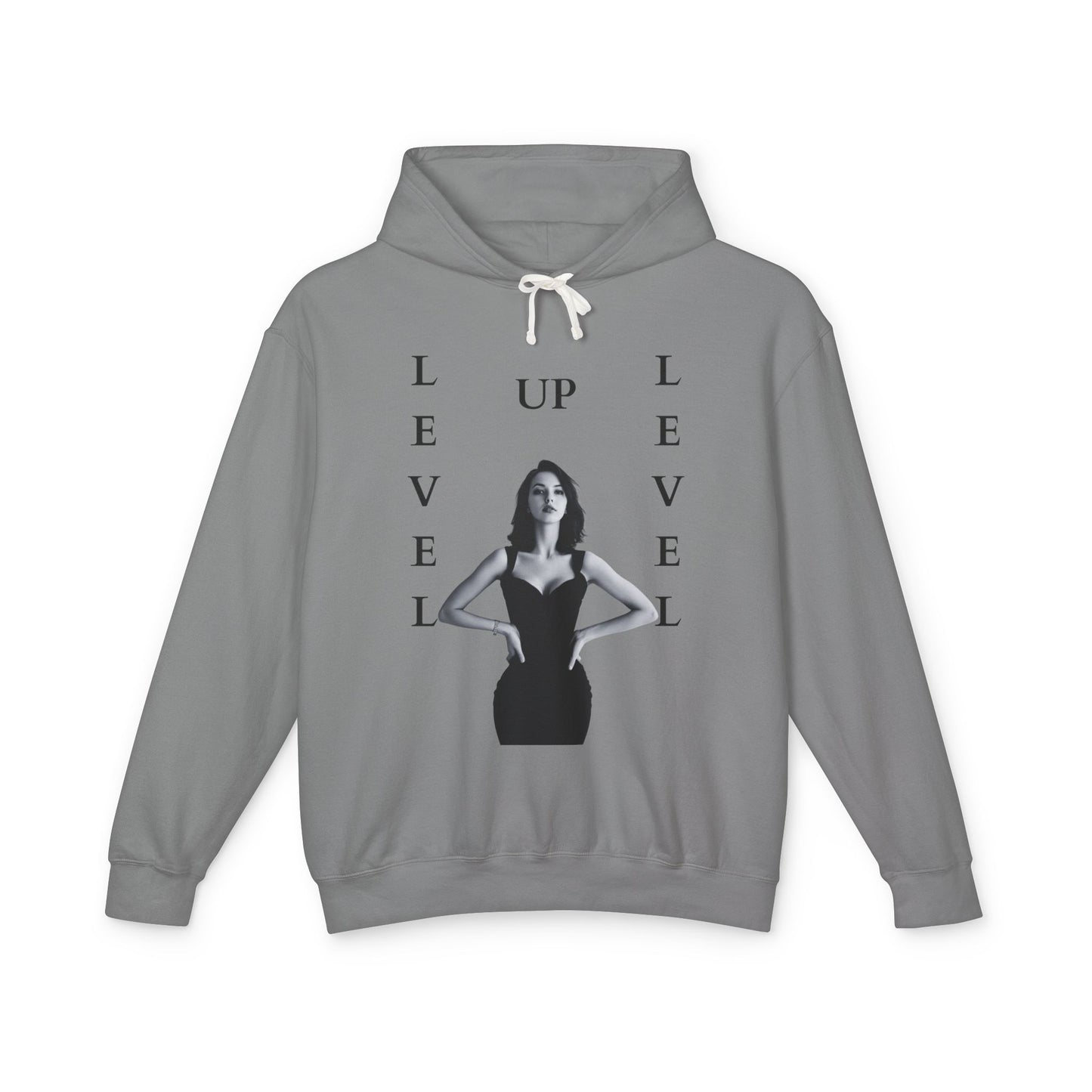 Level Up Hoodie — Empowered Woman Graphic Hooded Sweatshirt