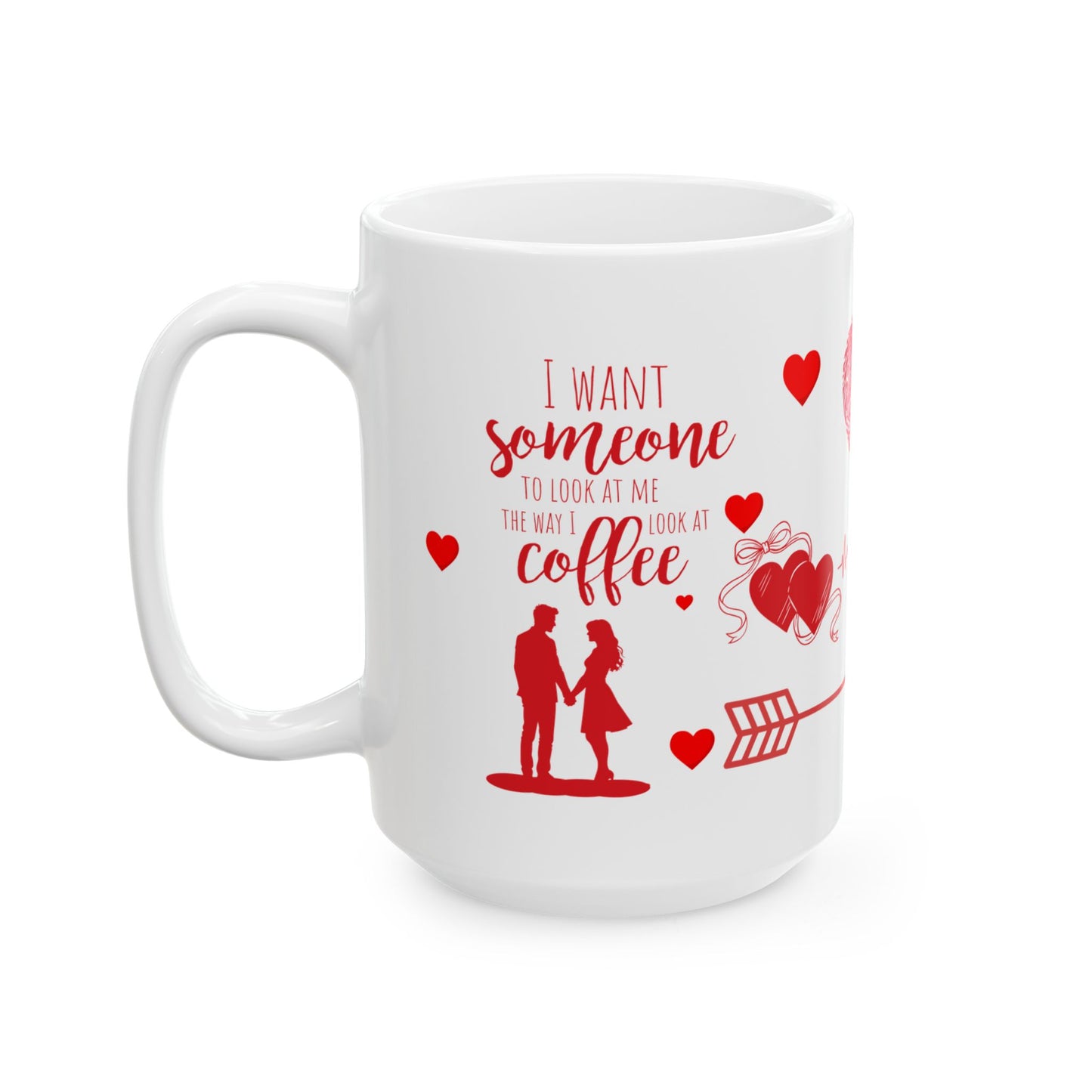 Valentine’s Couple Ceramic Mug – Romantic Heart & Arrow Coffee Cup (11oz/15oz)