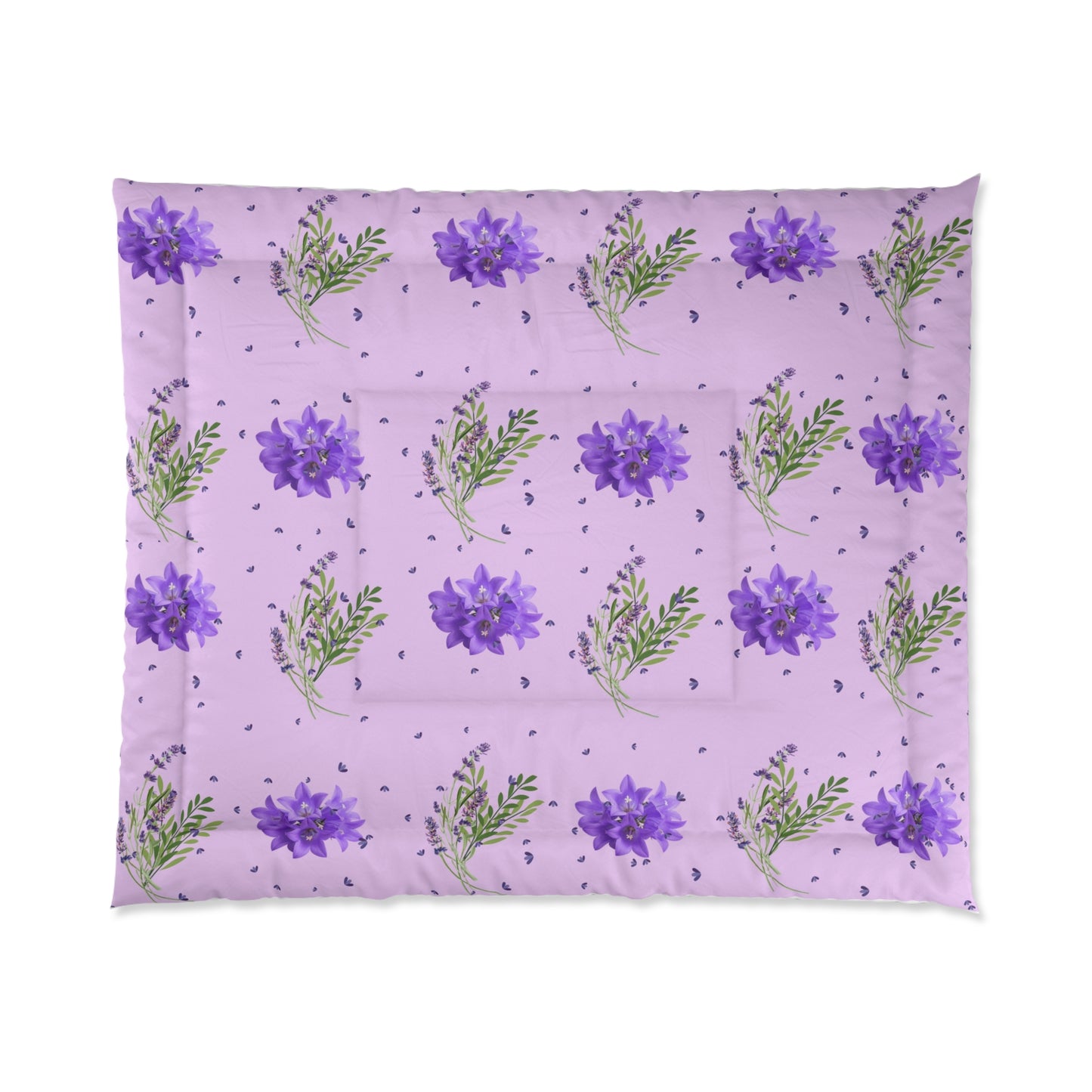 Lavender Floral Comforter - Purple Watercolor Flower Bedding