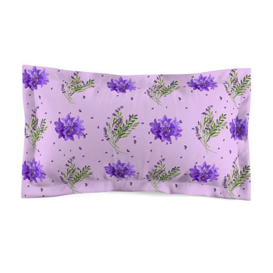 Lavender Blossom Microfiber Pillow Sham — Floral Decorative Pillowcase for Bedroom