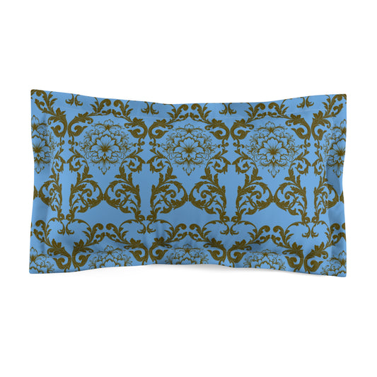 Damask Blue & Olive Decorative Pillow Sham — Microfiber Throw Pillowcase
