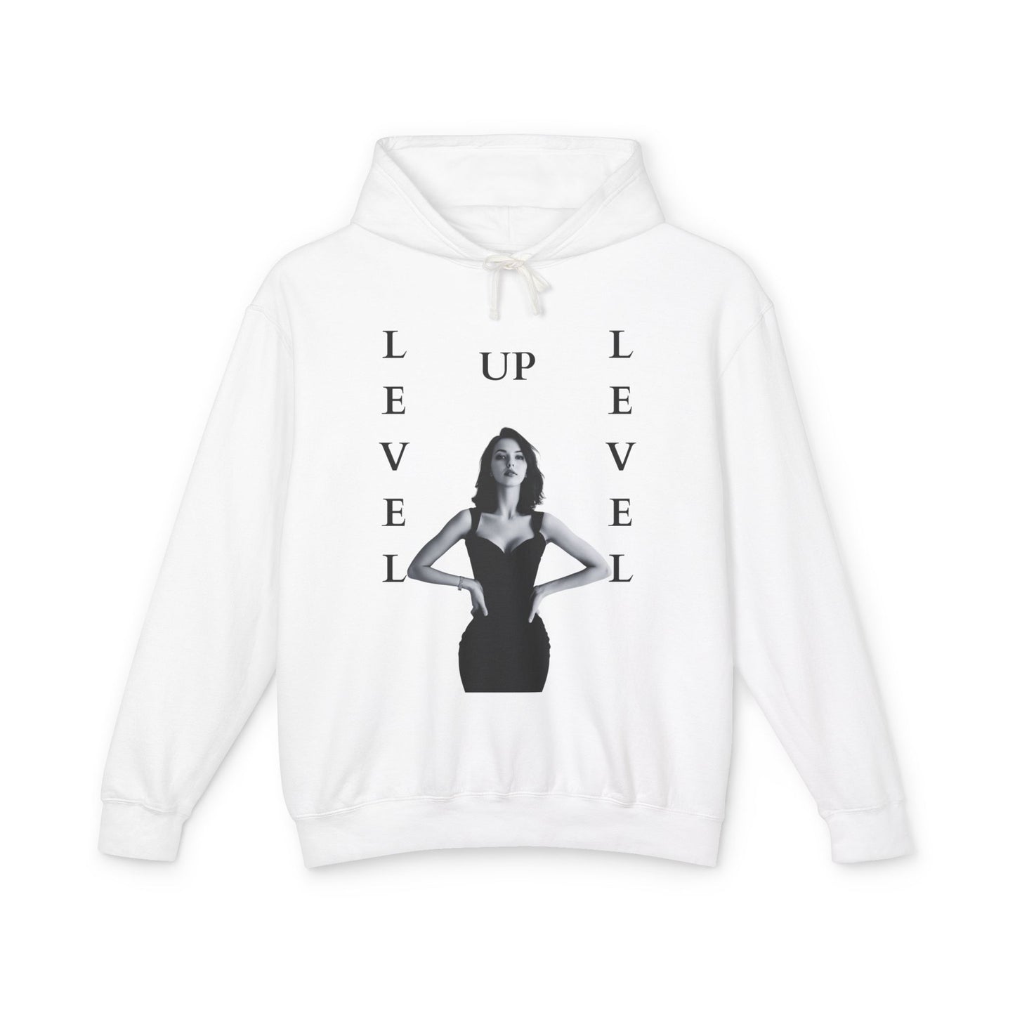 Level Up Hoodie — Empowered Woman Graphic Hooded Sweatshirt