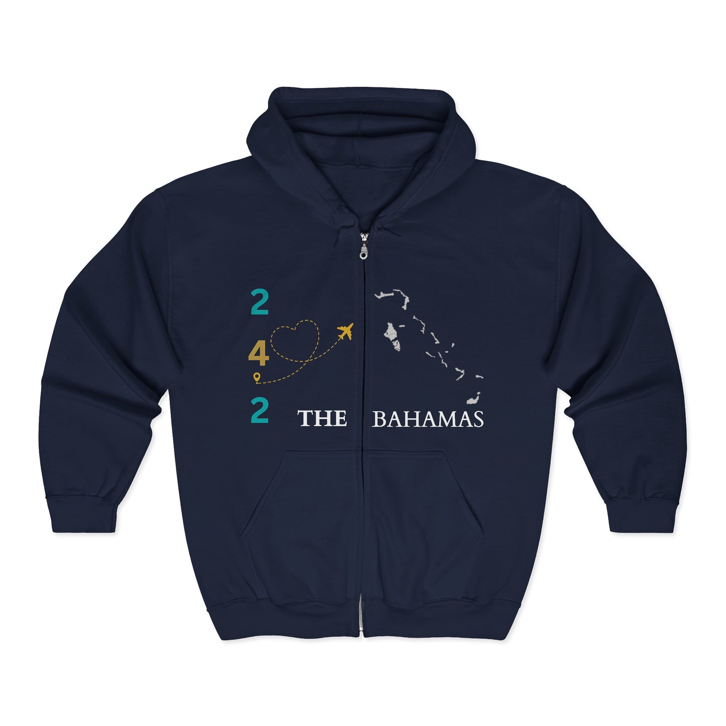 Bahamas Island Hoodie — Tropical Beach Zip-Up Sweatshirt