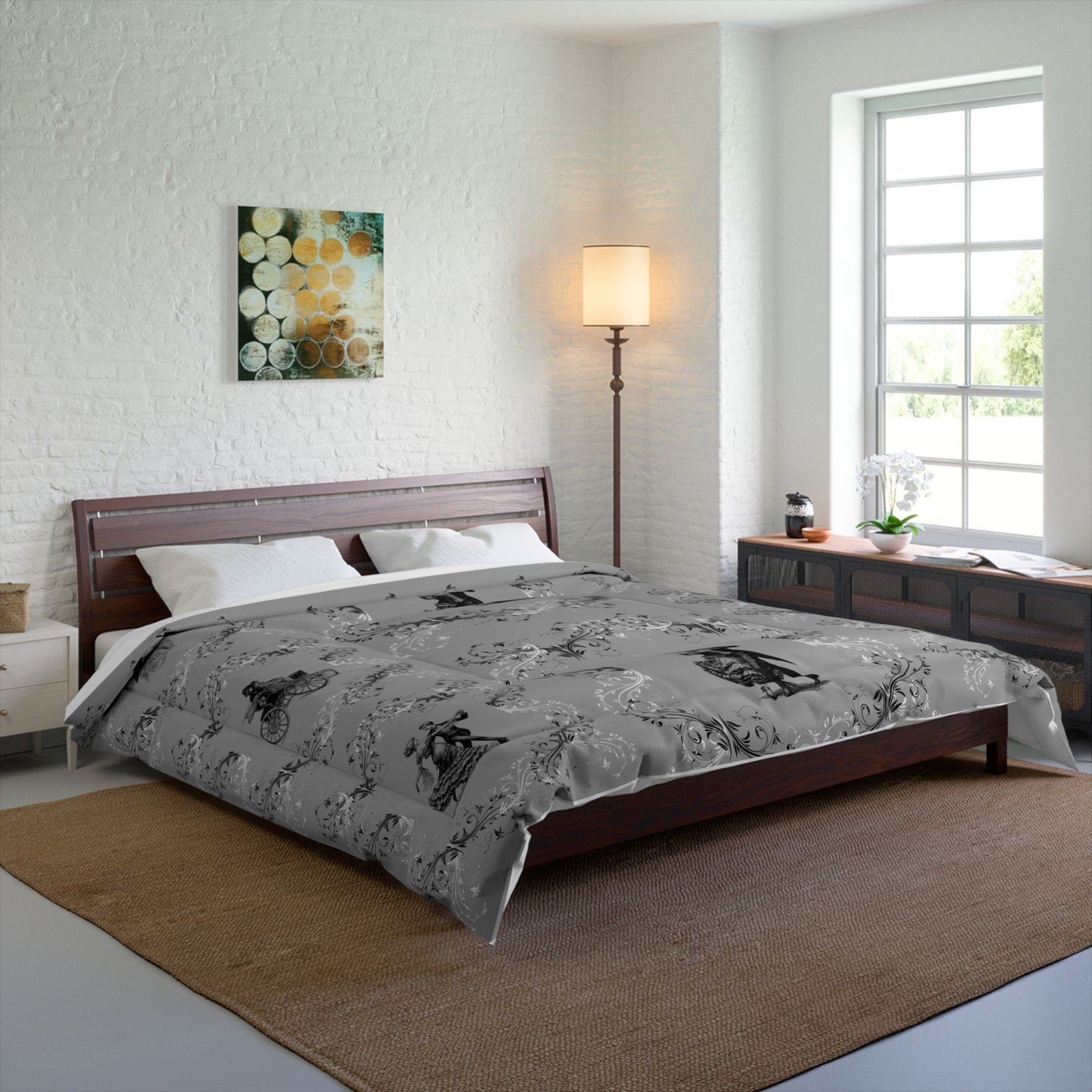 Vintage Romance Comforter — Victorian Dance & Couple Silhouette Bedding