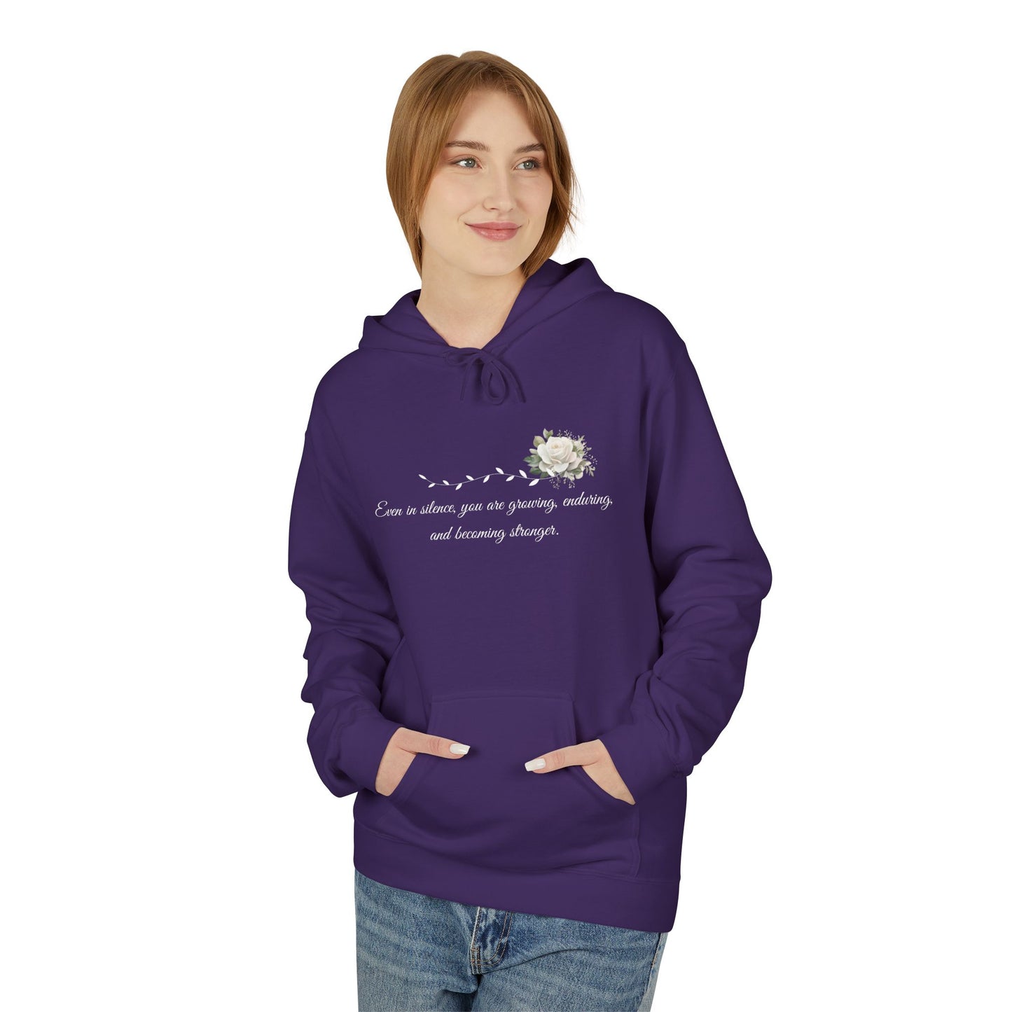 Silent But Strong Hoodie — Floral Inspirational Comfort Pullover