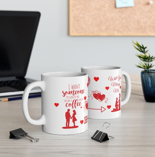 Valentine’s Couple Ceramic Mug – Romantic Heart & Arrow Coffee Cup (11oz/15oz)