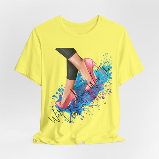 High Heels Splash Graphic Tee — Pink Stiletto Art T-Shirt