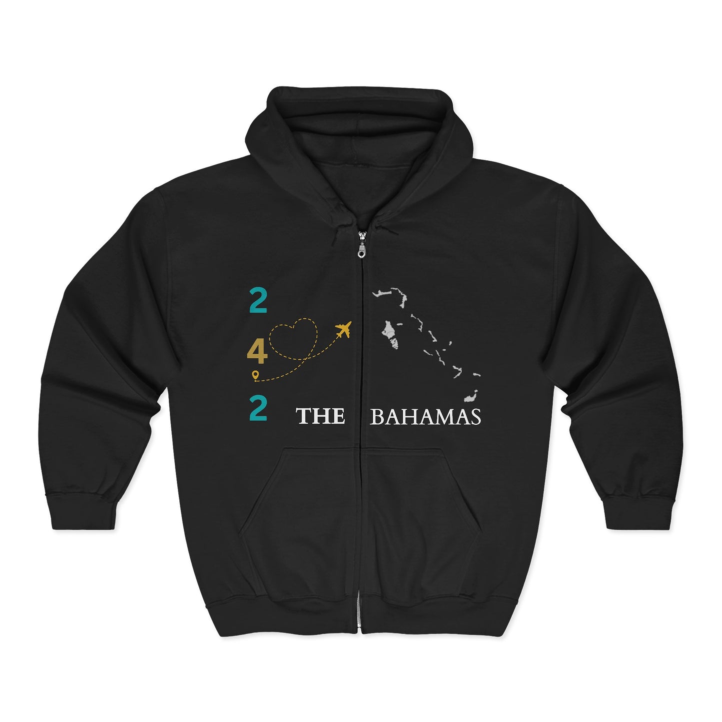 Bahamas Island Hoodie — Tropical Beach Zip-Up Sweatshirt