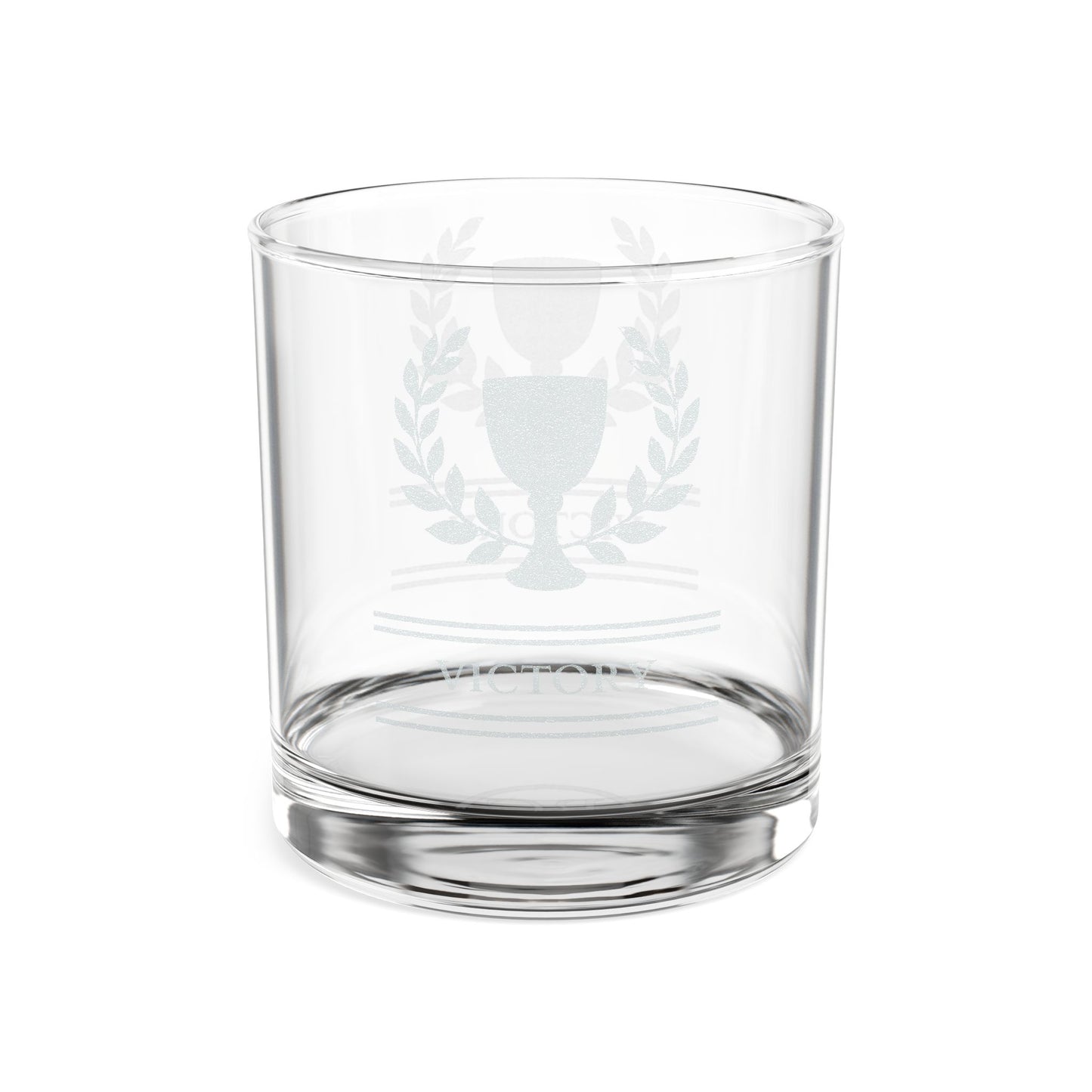 Engraved Trophy Crest Whiskey Glass — 10.5 oz Rocks Glass, Personalized Gift