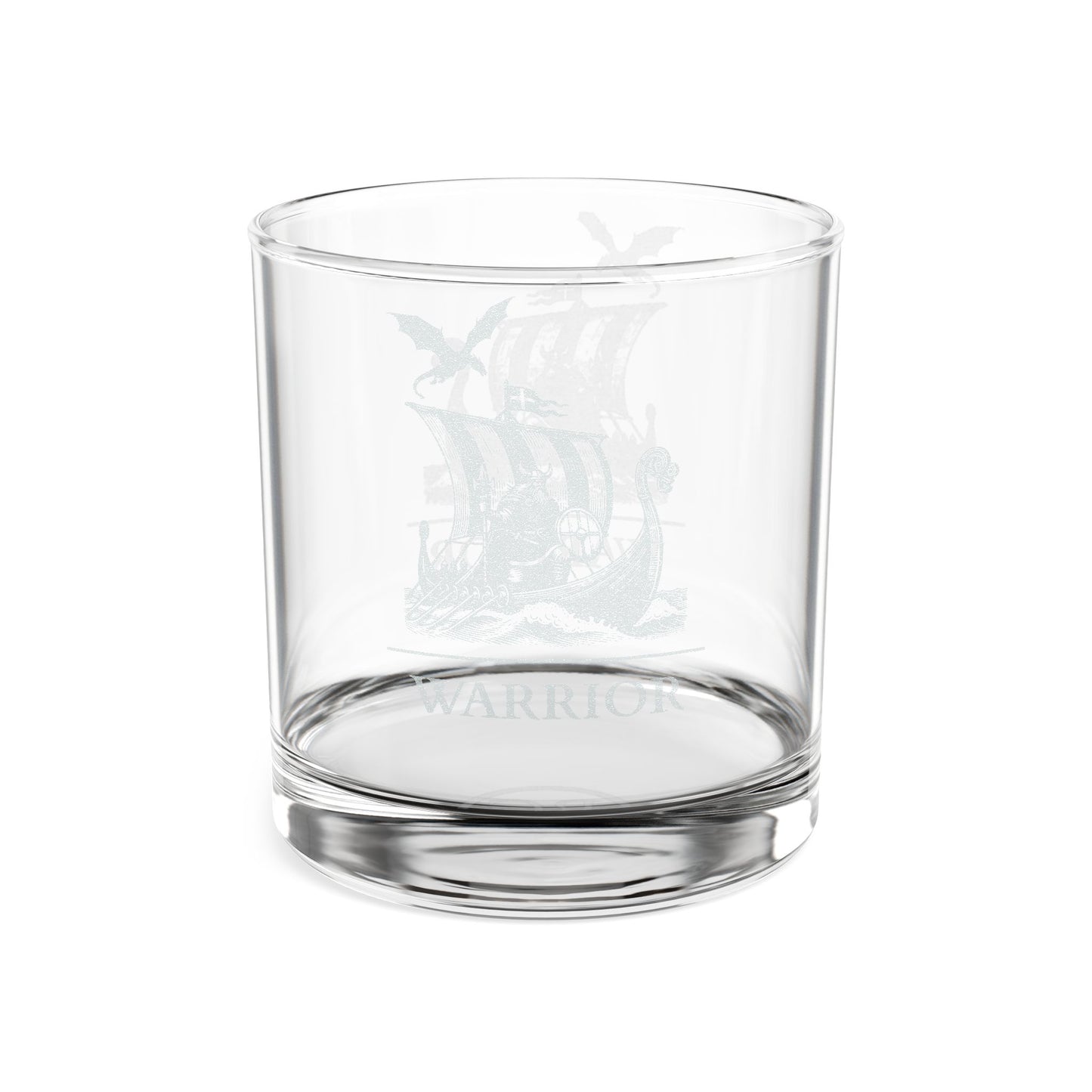 Engraved Viking Longship Whiskey Glass — 10.5 oz Warrior Rocks Glass