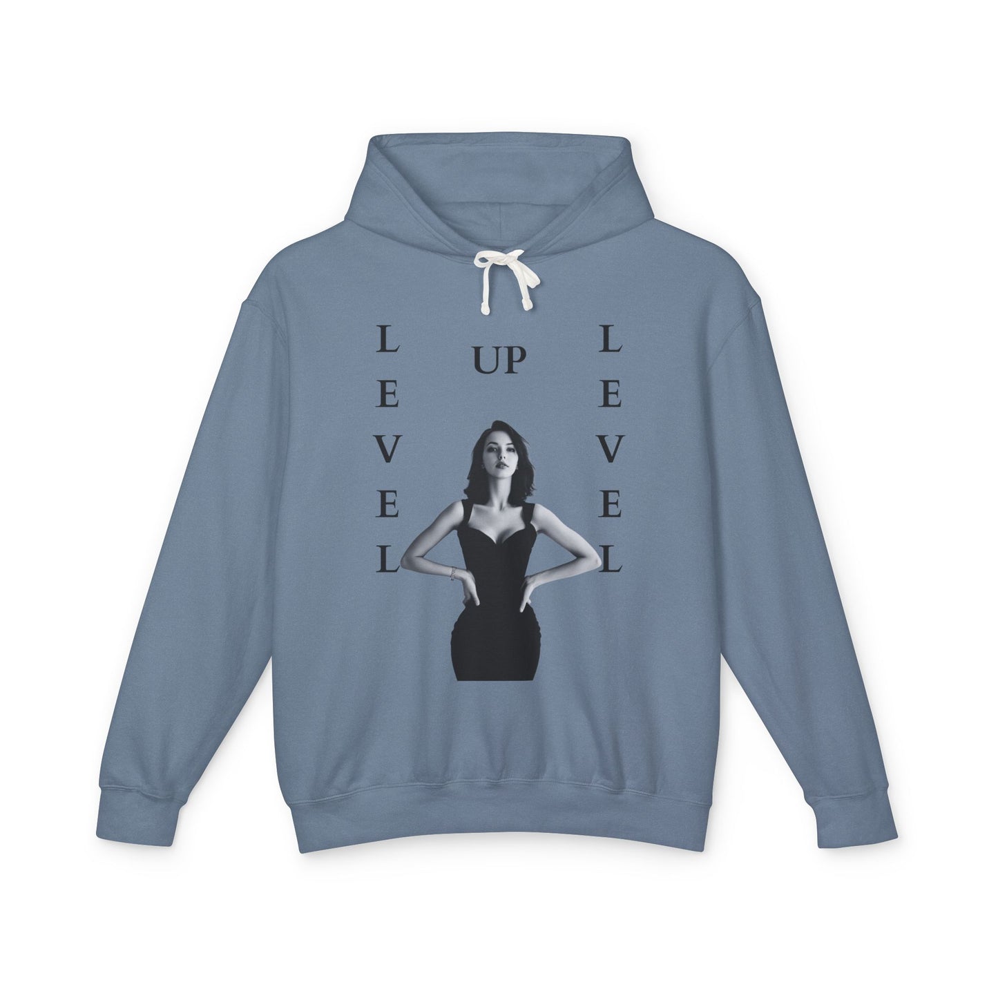 Level Up Hoodie — Empowered Woman Graphic Hooded Sweatshirt