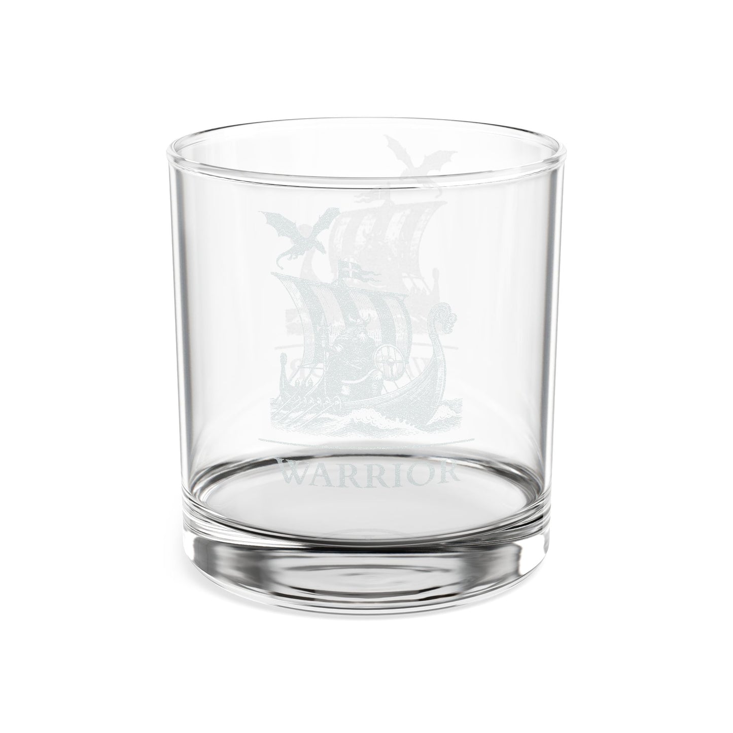 Engraved Viking Longship Whiskey Glass — 10.5 oz Warrior Rocks Glass