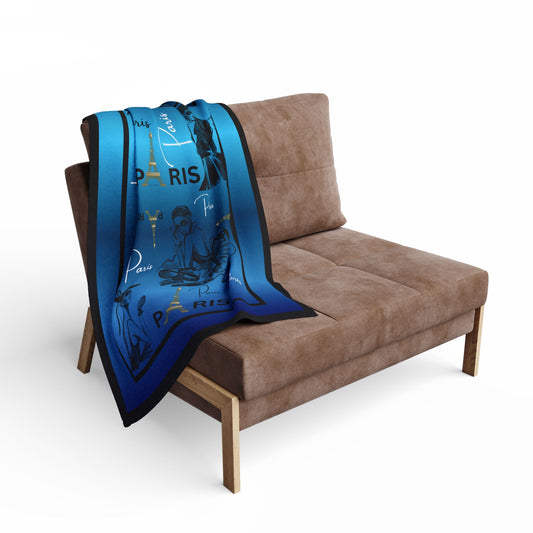 Blue Eiffel Tower Fleece Blanket — Eiffel Tower & Chic Fashion Figures Throw