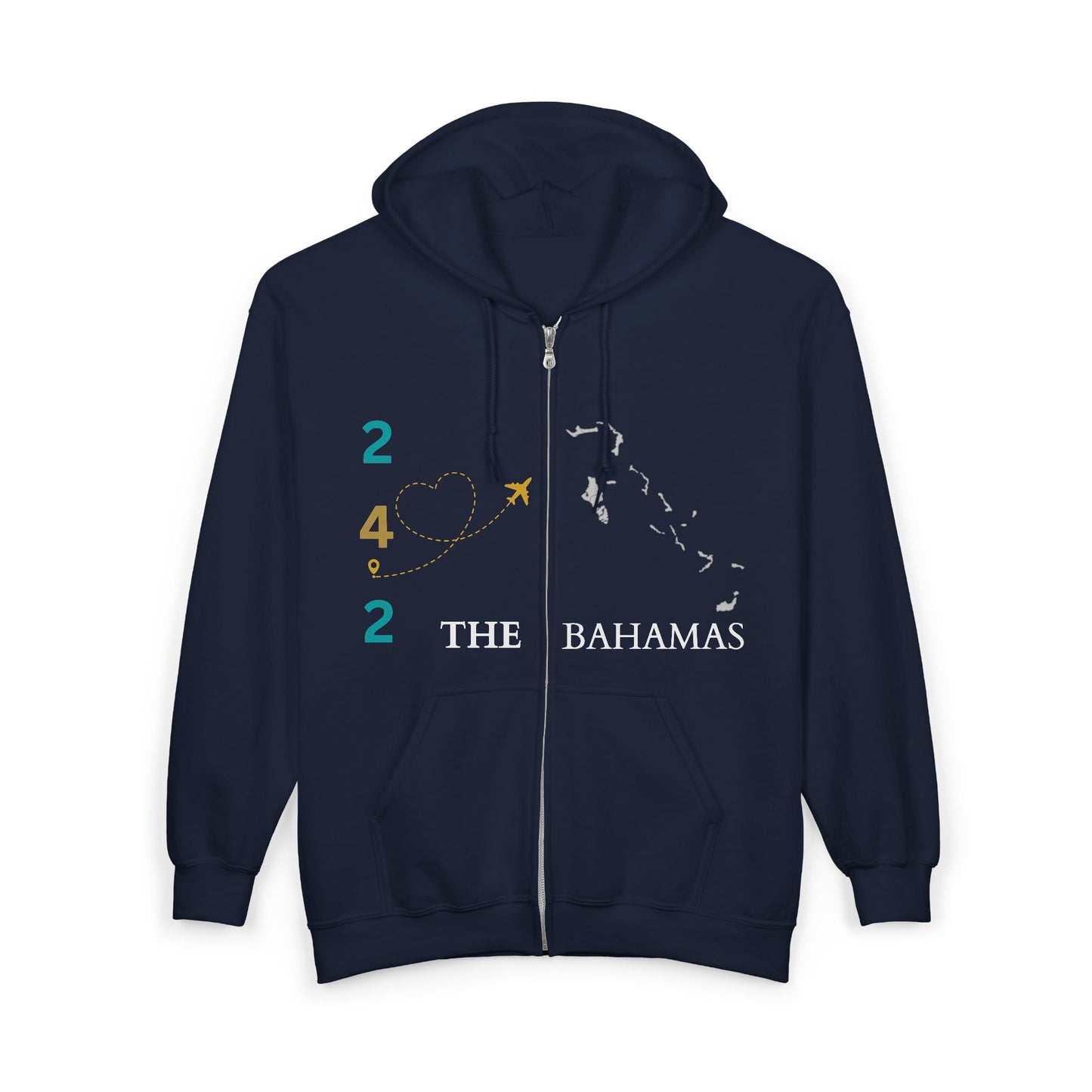 Bahamas Island Hoodie — Tropical Beach Zip-Up Sweatshirt