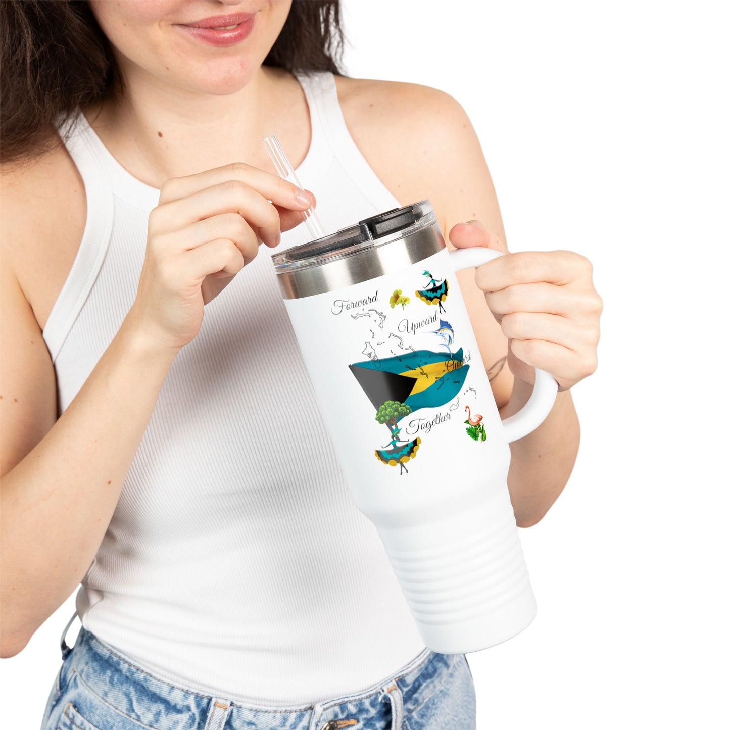 Bahamas Flag & Coat of Arms 40oz Insulated Travel Mug
