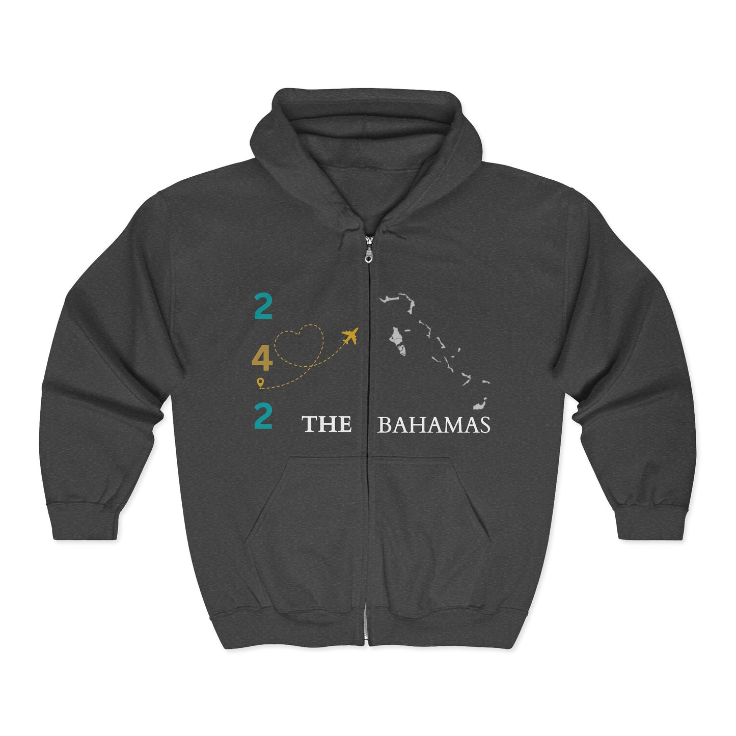 Bahamas Island Hoodie — Tropical Beach Zip-Up Sweatshirt
